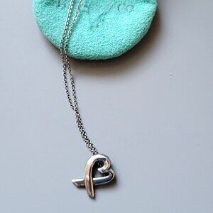 Tiffany & Co. Paloma Picasso Womens 16.5" Silver Loving Heart Charm Necklace